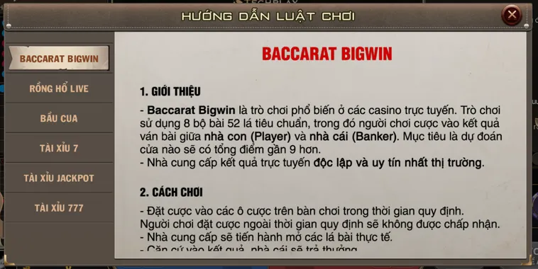 Trải Nghiệm Siêu Phẩm Baccarat BigWin Livestream Tại B52 Club Đẳng Cấp Nhất