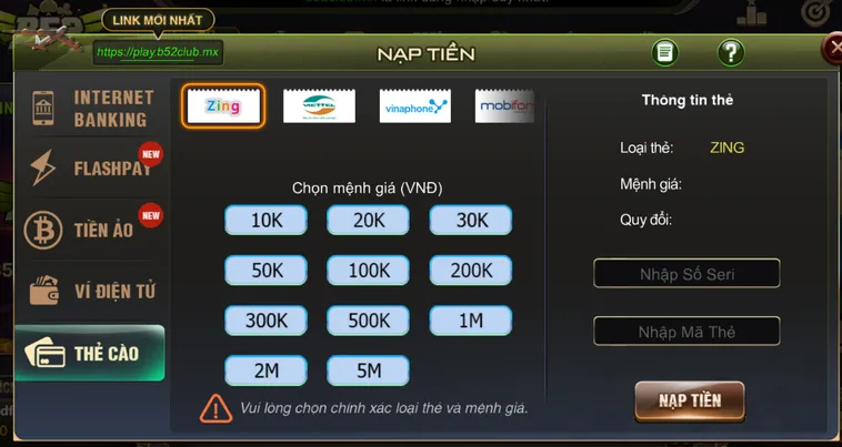 Nạp Tiền B52 Club Nhanh Chóng Tối Ưu Nguồn Vốn Để Chiến Thắng Mọi Ván Bài